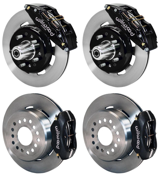 55-57 CHEVY FULL DISC BRAKE KIT,12" ROTORS,6/4 PISTON BLACK CALIPERS