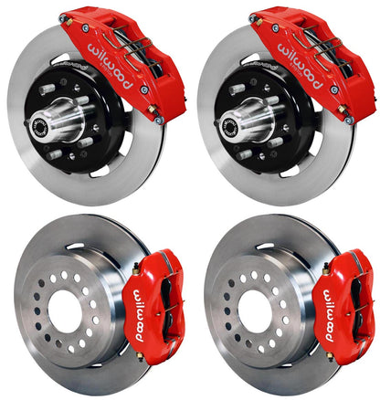 55-57 CHEVY FULL DISC BRAKE KIT,12" ROTORS,6/4 PISTON RED CALIPERS
