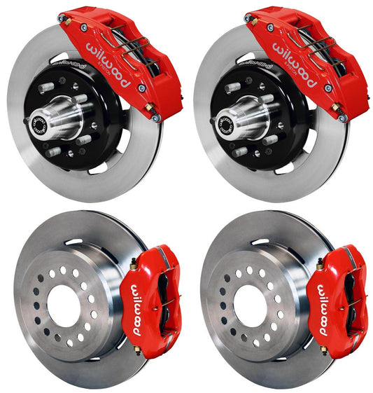 55-57 CHEVY FULL DISC BRAKE KIT,12" ROTORS,6/4 PISTON RED CALIPERS