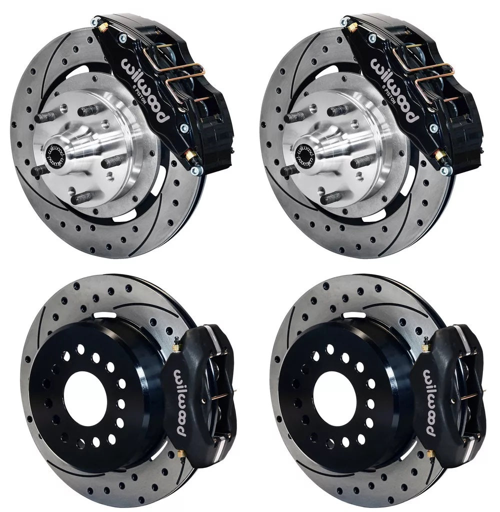 62-72 CDP B&E BODY W/DRUMS FULL DISC BRAKE KIT,12" DRILLED,6/4 PISTON BLACK