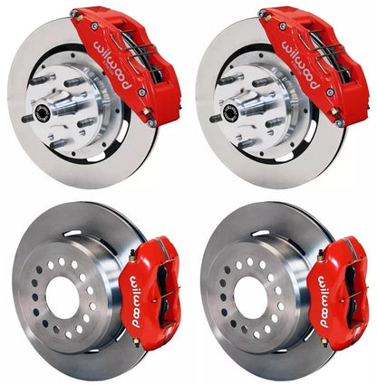 62-72 CDP B&E BODY W/DRUMS FULL DISC BRAKE KIT,12" ROTORS,6/4 PISTON RED