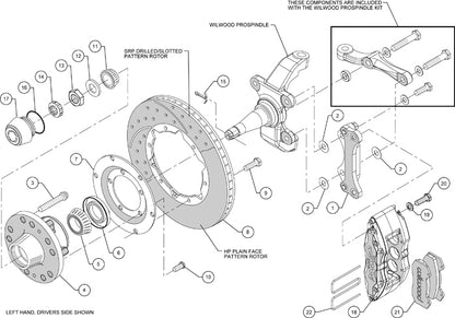 WWE PRO SPINDLE KIT,FRONT,DP6,12",DRILLED