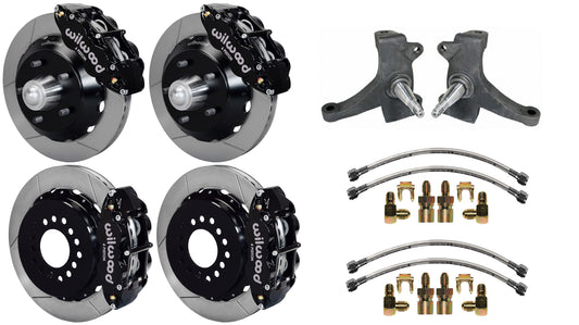 71-72 CHEVY C10 FULL DISC BRAKE KIT & RIDETECH SPINDLES,13" ROTORS,BLACK CALIPER