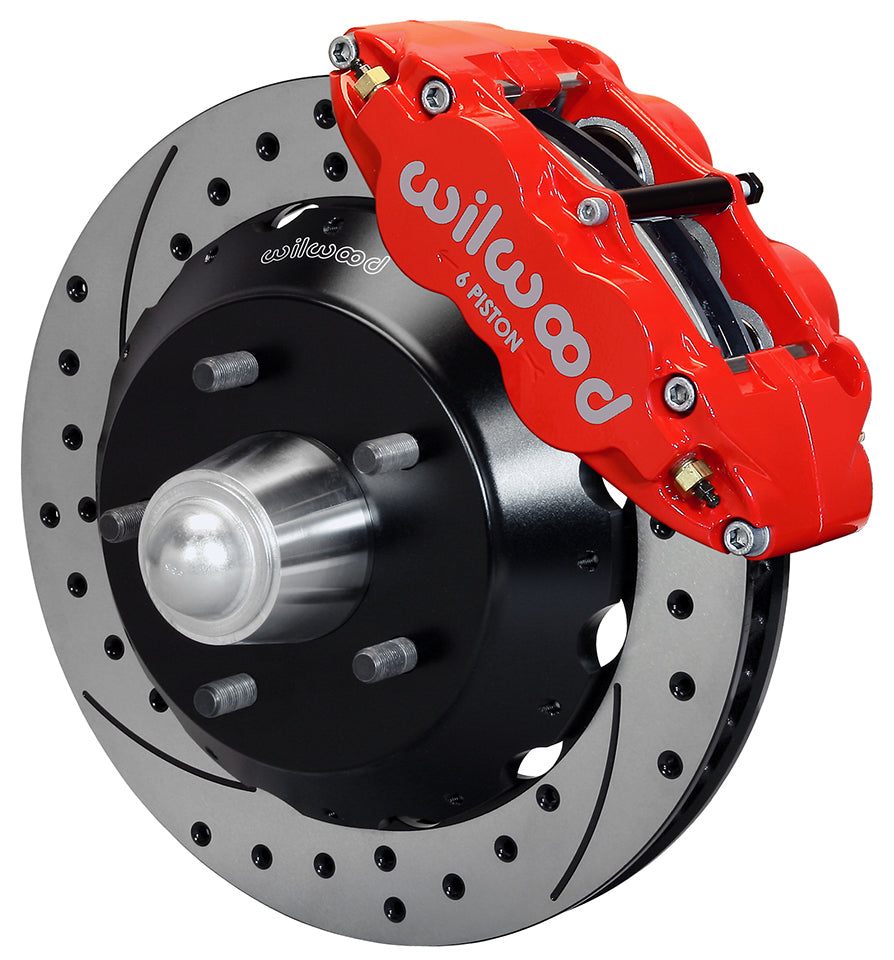 63-87 CHEVY C10 FRONT DISC BRAKE KIT FOR RIDETECH,CPP SPINDLES,13" DRILLED,RED