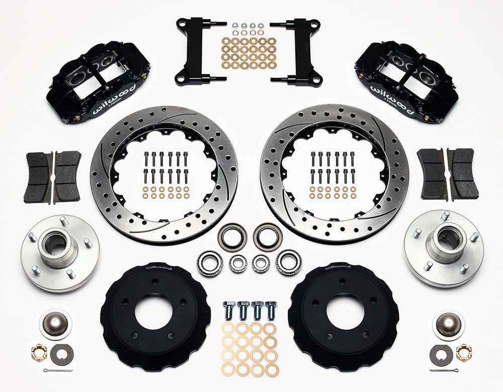 71-72 CHEVY C10 FULL DISC BRAKE KIT & RIDETECH SPINDLES,13" DRILLED,BLACK CALIP.
