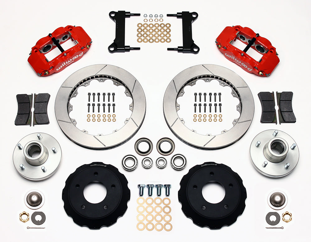 71-72 CHEVY C10 FULL DISC BRAKE KIT & RIDETECH SPINDLES,13" ROTORS,RED CALIPERS