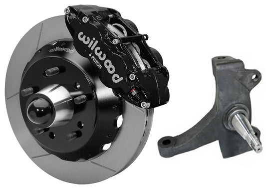 71-72 CHEVY C10 FRONT DISC BRAKE KIT & RIDETECH SPINDLES,14" ROTORS,BLACK CALIP.