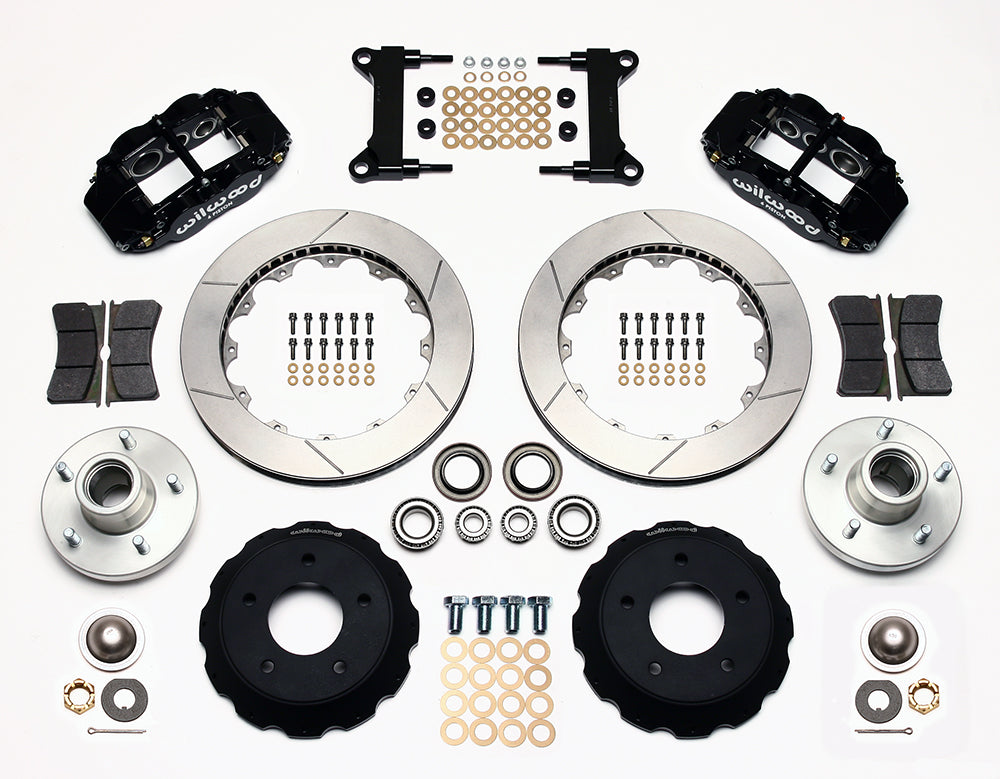 63-70 CHEVY C10 FRONT DISC BRAKE KIT & RIDETECH SPINDLES,14" ROTORS,BLACK CALIP.