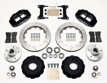 63-70 CHEVY C10 FRONT DISC BRAKE KIT & RIDETECH SPINDLES,14" ROTORS,BLACK CALIP.