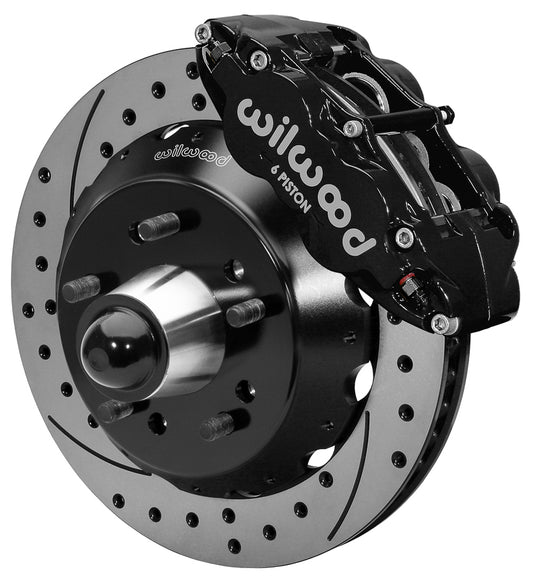 63-87 CHEVY C10 FRONT DISC BRAKE KIT FOR RIDETECH,CPP SPINDLES,14" DRILLED,BLACK