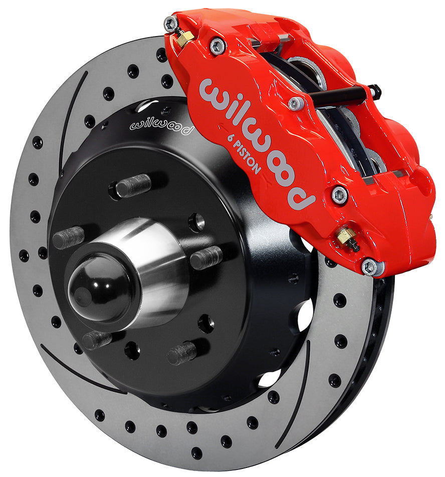 63-87 CHEVY C10 FRONT DISC BRAKE KIT FOR RIDETECH,CPP SPINDLES,14" DRILLED,RED