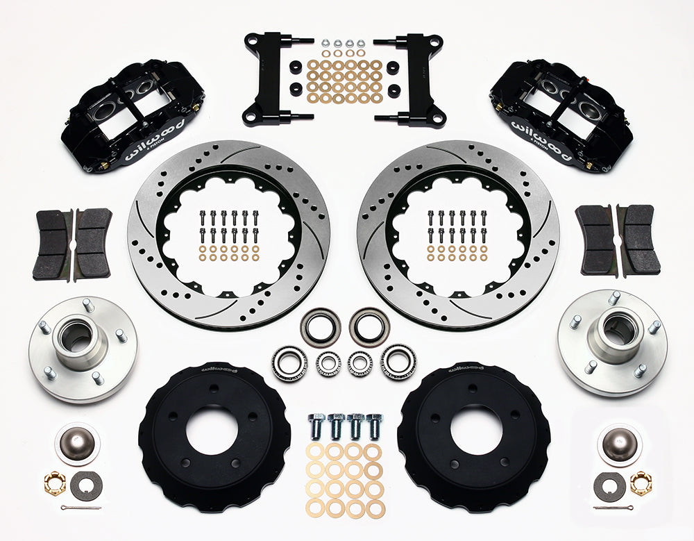 71-72 CHEVY C10 FRONT DISC BRAKE KIT & RIDETECH SPINDLES,14" DRILLED,BLACK CALIP