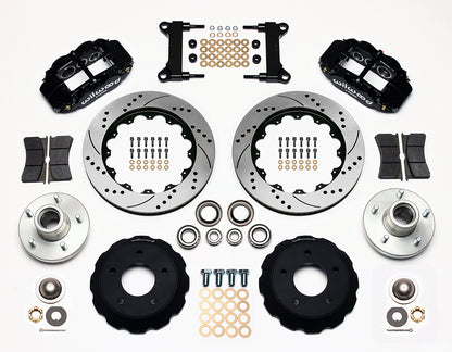 63-70 CHEVY C10 FRONT DISC BRAKE KIT & RIDETECH SPINDLES,14" DRILLED,BLACK CALIP