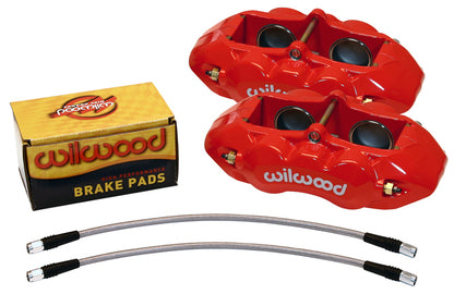 1965-1982 CORVETTE D8-4 4 PISTON BRAKE CALIPER & PAD SET,FRONT,RED