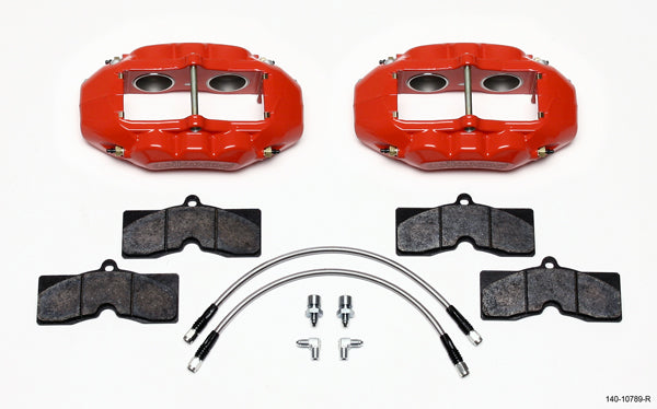 1965-1982 CORVETTE D8-4 4 PISTON BRAKE CALIPER & PAD SET,FRONT,RED