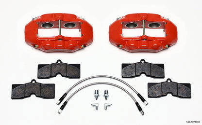 1965-1982 CORVETTE D8-4 4 PISTON BRAKE CALIPER & PAD SET,FRONT,RED