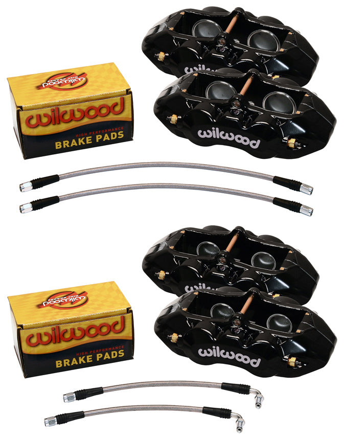 1965-1982 CORVETTE D8-4 4 PISTON BRAKE CALIPER & PAD SET,FRONT & REAR,BLACK