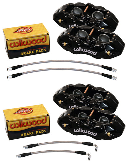 1965-1982 CORVETTE D8-4 4 PISTON BRAKE CALIPER & PAD SET,FRONT & REAR,BLACK