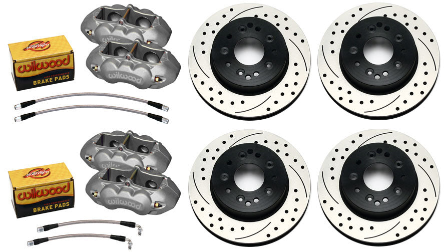 1965-1982 CORVETTE D8-4 4 PISTON CALIPER,PAD,& ROTOR SET,FRONT & REAR,ANODIZED