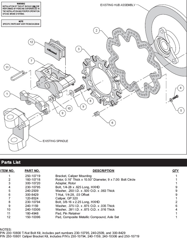 SPRINT KIT,GP320,LEFT FRONT,OUTBOARD
