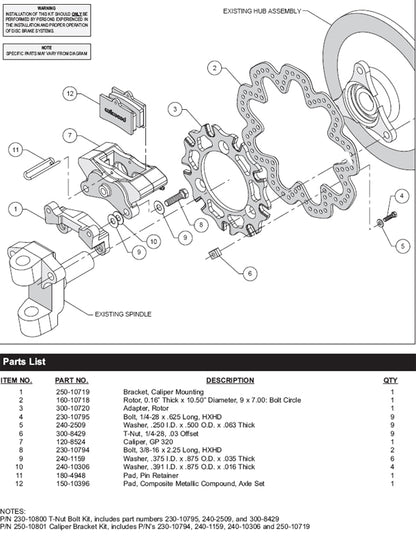 SPRINT KIT,GP320,LEFT FRONT,OUTBOARD