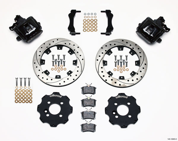 02-13 MINI COOPER FULL DISC BRAKE KIT,13/11.75" DRILLED ROTORS,BLACK CALIPERS
