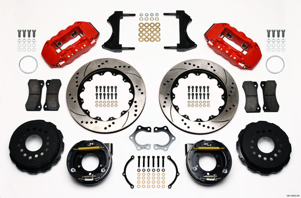 FORD 8.8" KIT,2.50",REAR PB,14" DRILLED ROTORS,RED