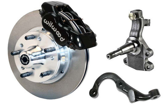67-69 GM F-BODY FRONT DISC BRAKE KIT & 2" DROP SPINDLES & ARMS,11" ROTORS,BLACK