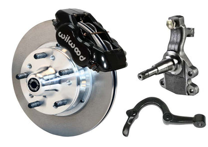 64-72 GM A-BODY FRONT DISC BRAKE KIT & 2" DROP SPINDLES & ARMS,11" ROTORS,BLACK