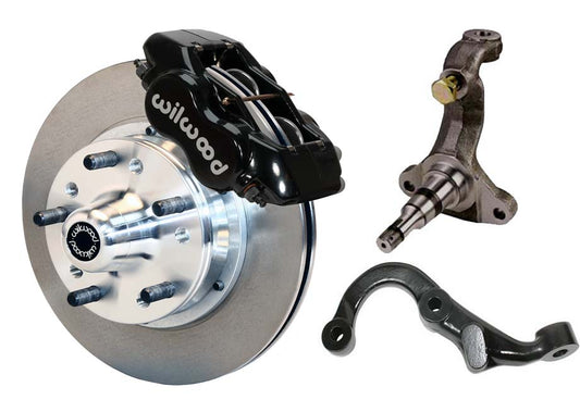 67-69 GM F-BODY FRONT DISC BRAKE KIT & STOCK SPINDLES & ARMS,11" ROTORS,BLACK