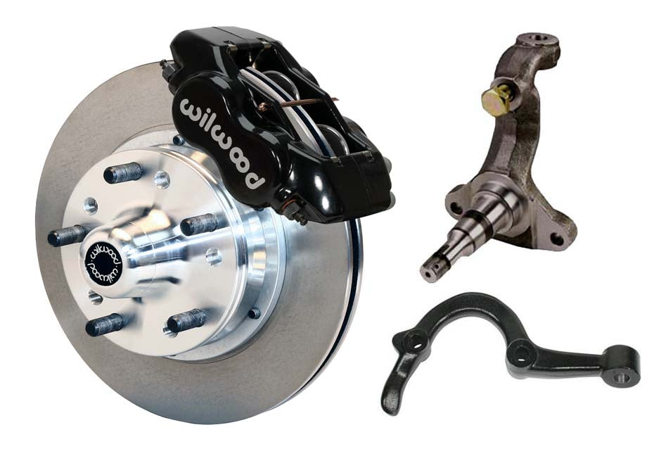64-72 GM A-BODY FRONT DISC BRAKE KIT & STOCK SPINDLES & ARMS,11" ROTORS,BLACK
