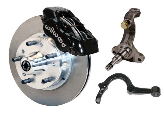 64-72 GM A-BODY FRONT DISC BRAKE KIT & STOCK SPINDLES & ARMS,11" ROTORS,BLACK