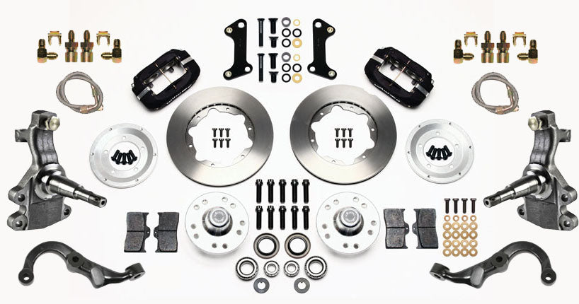 67-69 GM F-BODY FULL DISC BRAKE KIT & 2" DROP SPINDLES & ARMS,11" ROTORS,BLACK