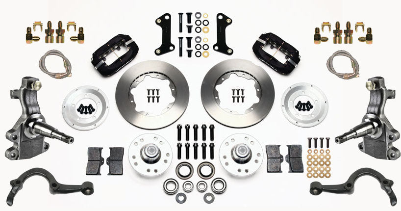 64-72 GM A-BODY FRONT DISC BRAKE KIT & 2" DROP SPINDLES & ARMS,11" ROTORS,BLACK