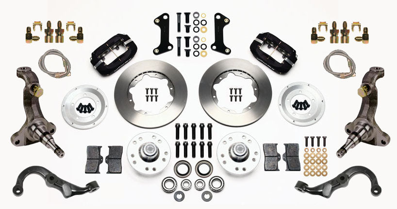 67-69 GM F-BODY FRONT DISC BRAKE KIT & STOCK SPINDLES & ARMS,11" ROTORS,BLACK