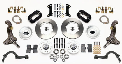 64-72 GM A-BODY FRONT DISC BRAKE KIT & STOCK SPINDLES & ARMS,11" ROTORS,BLACK