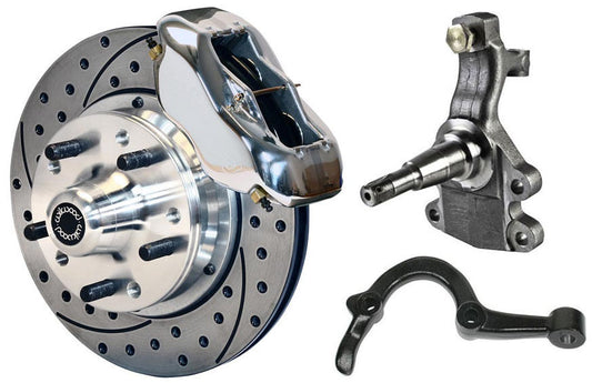 64-72 GM A-BODY FRONT DISC BRAKE KIT & 2" DROP SPINDLES & ARMS,11" DRILL,POLISH