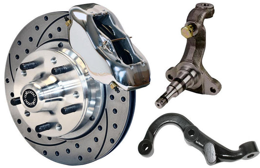 67-69 GM F-BODY FRONT DISC BRAKE KIT & STOCK SPINDLES & ARMS,11" DRILLED,POLISH