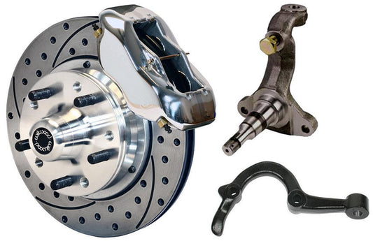 64-72 GM A-BODY FRONT DISC BRAKE KIT & STOCK SPINDLES & ARMS,11" DRILLED,POLISH