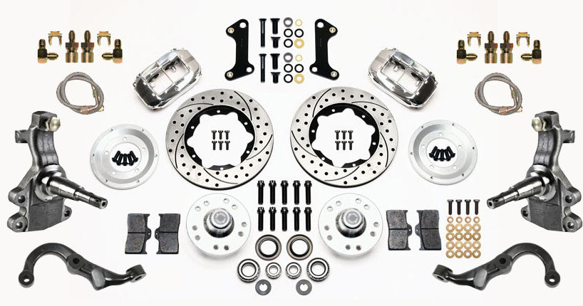 67-69 GM F-BODY FRONT DISC BRAKE KIT & 2" DROP SPINDLES & ARMS,11" DRILL,POLISH