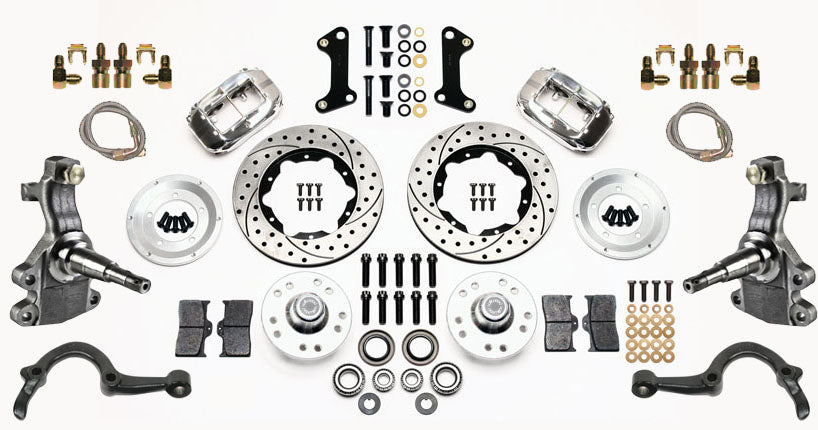 64-72 GM A-BODY FRONT DISC BRAKE KIT & 2" DROP SPINDLES & ARMS,11" DRILL,POLISH