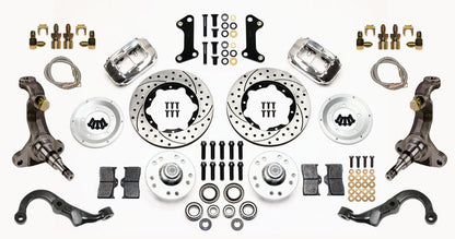 67-69 GM F-BODY FRONT DISC BRAKE KIT & STOCK SPINDLES & ARMS,11" DRILLED,POLISH