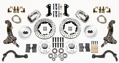 64-72 GM A-BODY FRONT DISC BRAKE KIT & STOCK SPINDLES & ARMS,11" DRILLED,POLISH