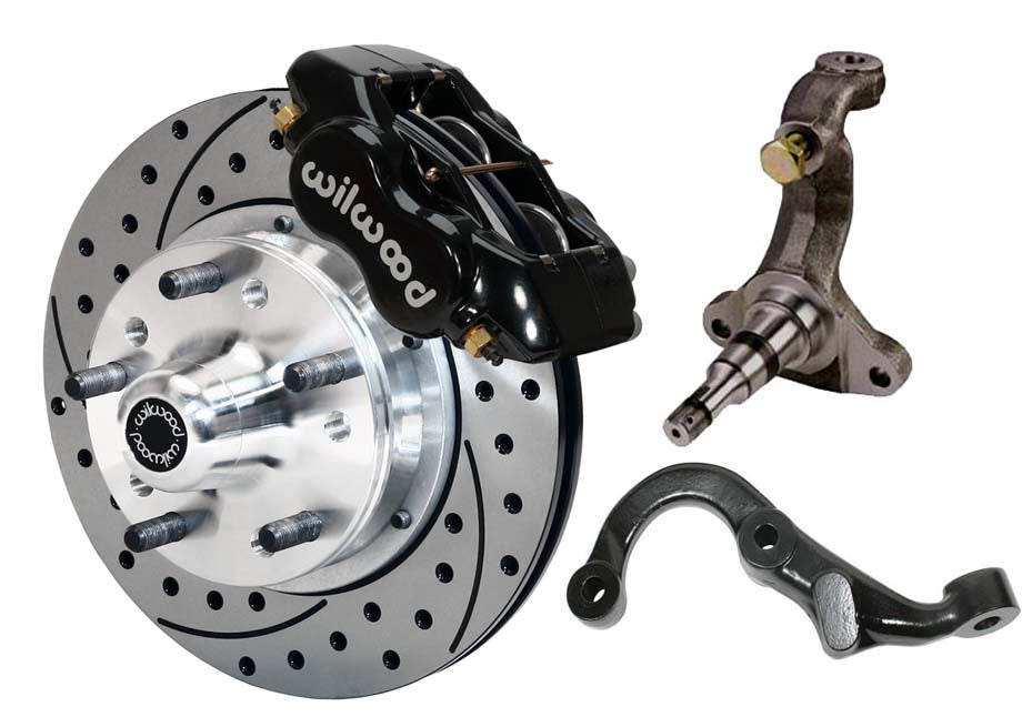 67-69 GM F-BODY FRONT DISC BRAKE KIT & STOCK SPINDLES & ARMS,11" DRILLED,BLACK