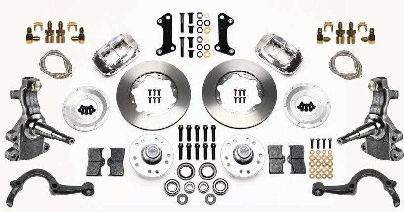 64-72 GM A-BODY FRONT DISC BRAKE KIT & 2" DROP SPINDLES & ARMS,11" ROTORS,POLISH