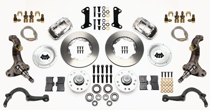 64-72 GM A-BODY FRONT DISC BRAKE KIT & STOCK SPINDLES & ARMS,11" ROTORS,POLISHED
