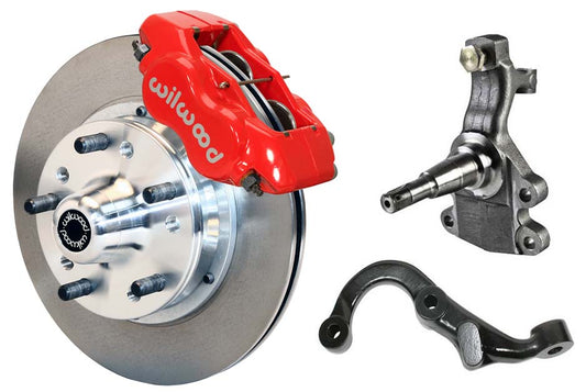 67-69 GM F-BODY FRONT DISC BRAKE KIT & 2" DROP SPINDLES & ARMS,11" ROTORS,RED