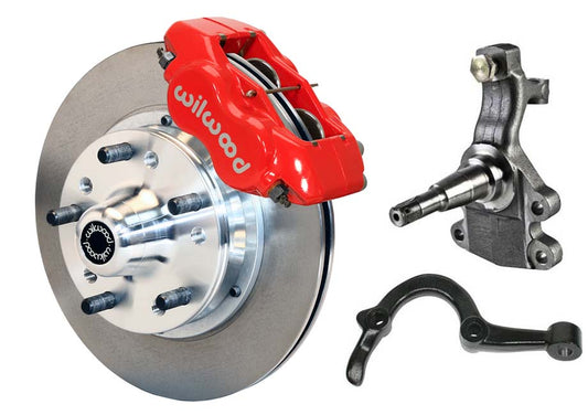 64-72 GM A-BODY FRONT DISC BRAKE KIT & 2" DROP SPINDLES & ARMS,11" ROTORS,RED