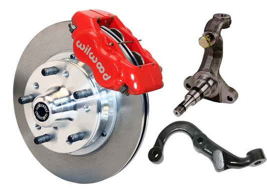 67-69 GM F-BODY FRONT DISC BRAKE KIT & STOCK SPINDLES & ARMS,11" ROTORS,RED