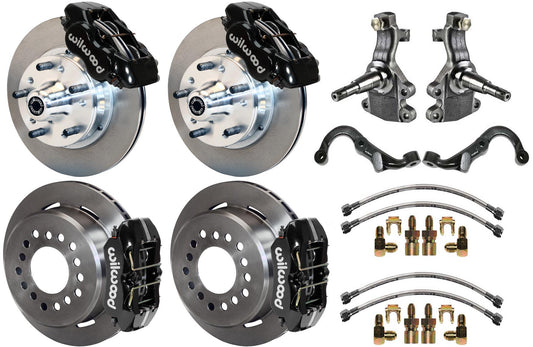 67-69 GM F-BODY FULL DISC BRAKE KIT & 2" DROP SPINDLES & ARMS,11" ROTORS,BLACK